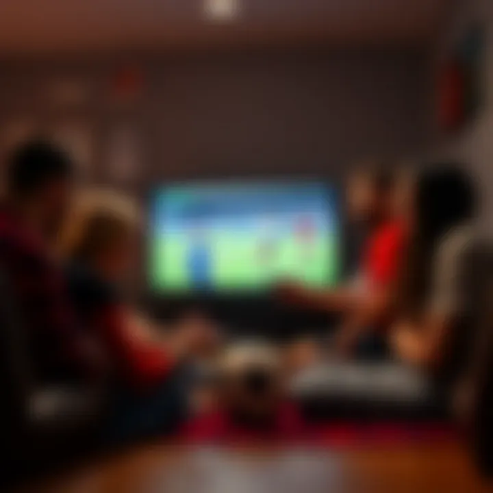 Friends Enjoying Football Together A diverse group of friends enjoying a football match on TV