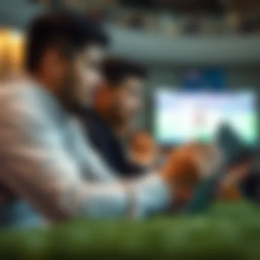 A fan eagerly watching a football match on a laptop