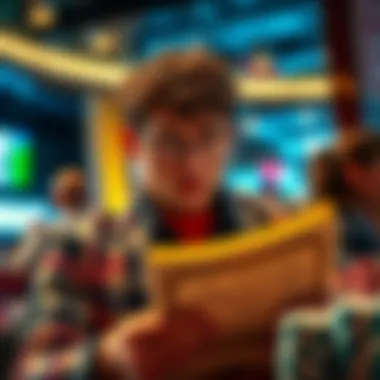 A thoughtful depiction of a reader reflecting on the cultural implications of gambling in comics.