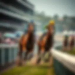 Exciting horse race at the track