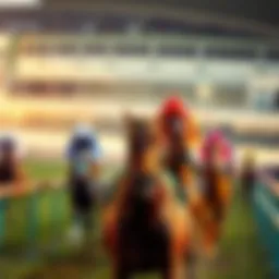 A stunning view of a horse racing track during an event