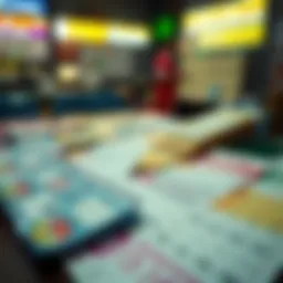 An overview of various lottery tickets on a table