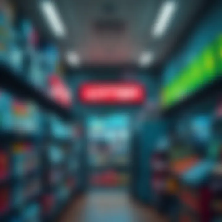 Interior of a lottery retail store displaying various lottery tickets and promotional materials.