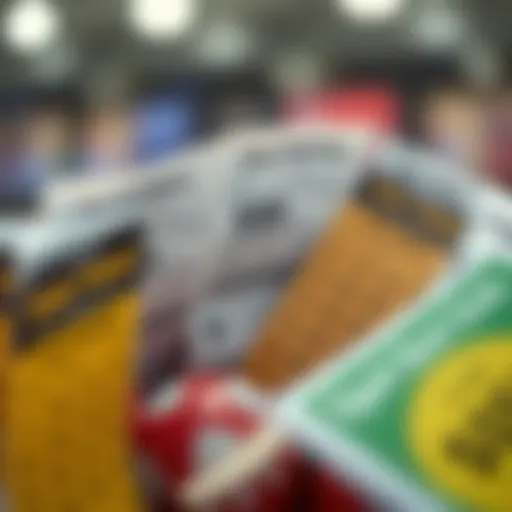 A visual representation of lottery tickets and sports betting slips intermingled.